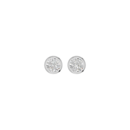 Bezel Set Solitaire Diamond Stud Earrings 18 KT / White Gold