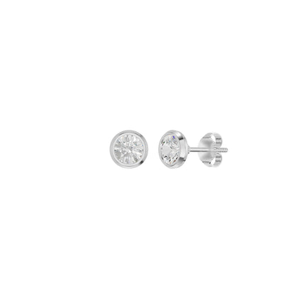 Bezel Set Solitaire Diamond Stud Earrings 18 KT / White Gold