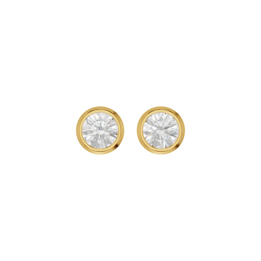 Bezel Set Solitaire Diamond Stud Earrings