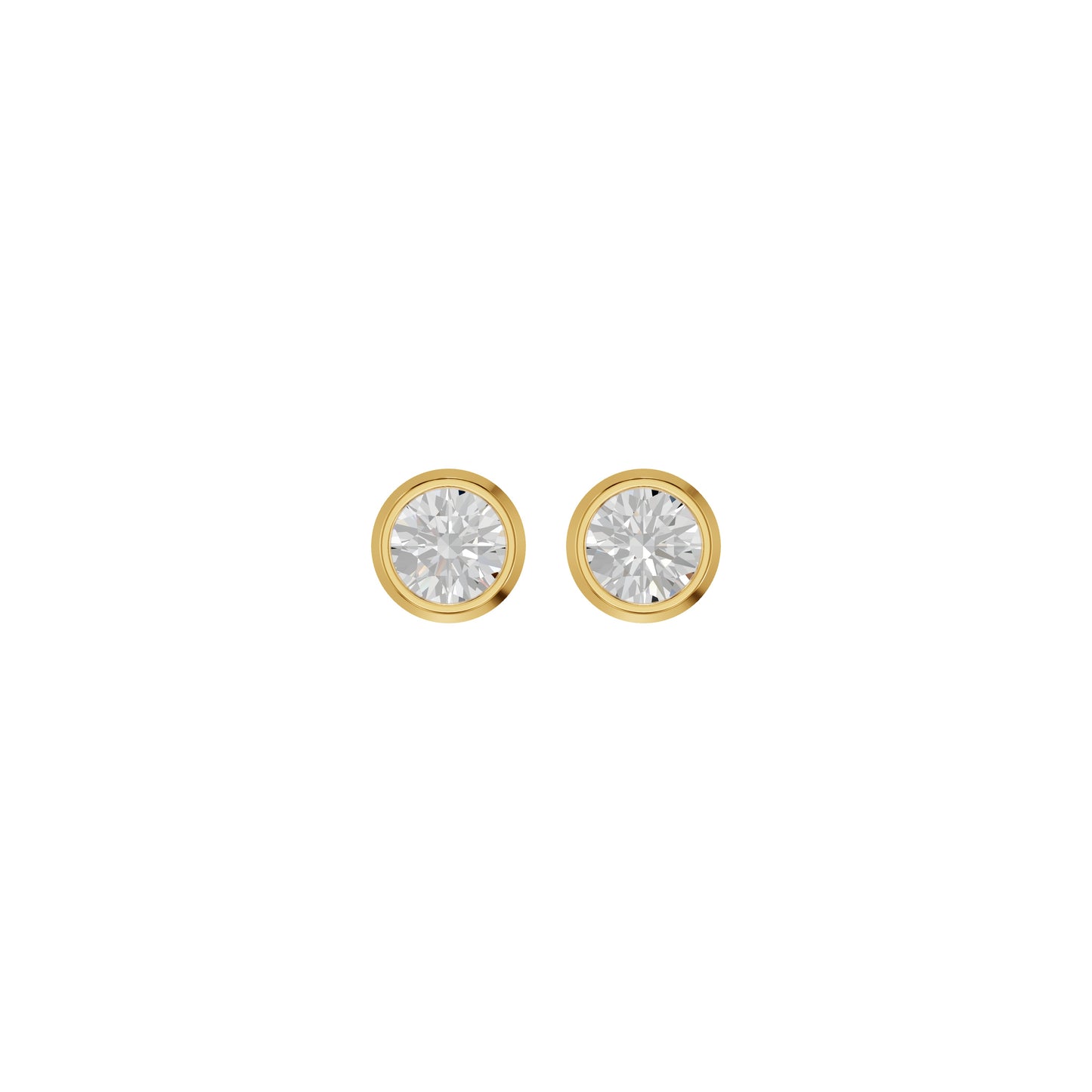 Bezel Set Solitaire Diamond Stud Earrings 18 KT / Yellow Gold