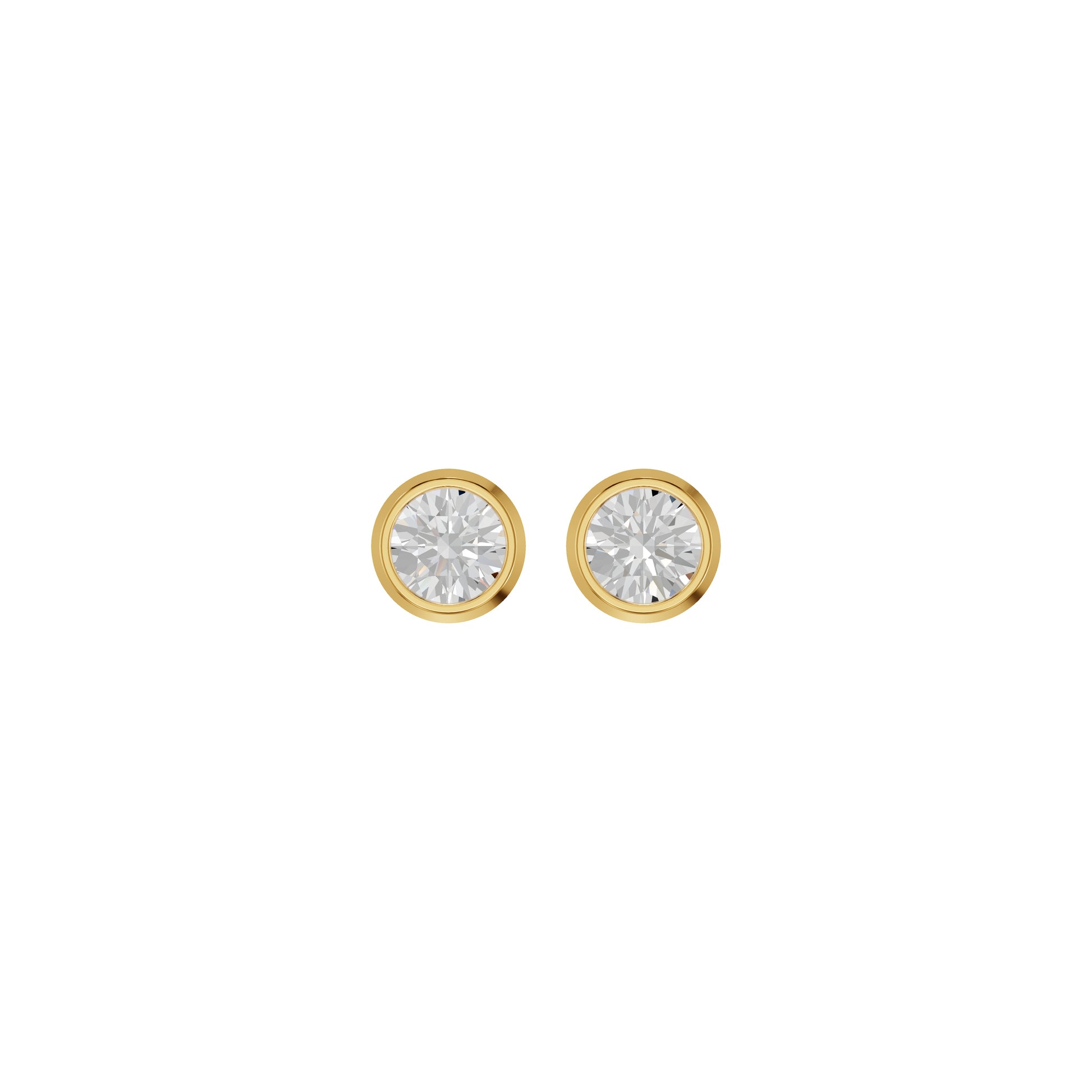 Bezel Set Solitaire Diamond Stud Earrings 18 KT / Yellow Gold