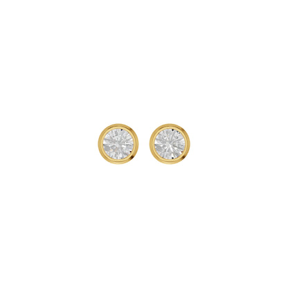 Bezel Set Solitaire Diamond Stud Earrings 18 KT / Yellow Gold