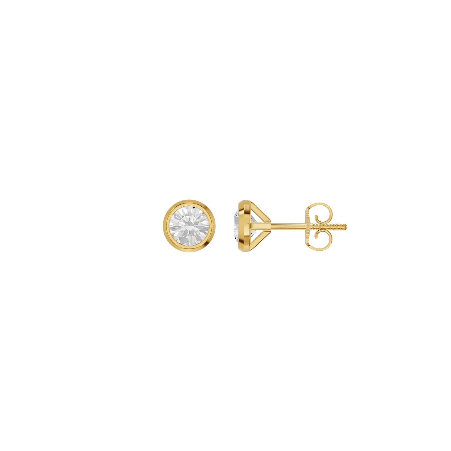 Bezel Set Solitaire Diamond Stud Earrings 18 KT / Yellow Gold