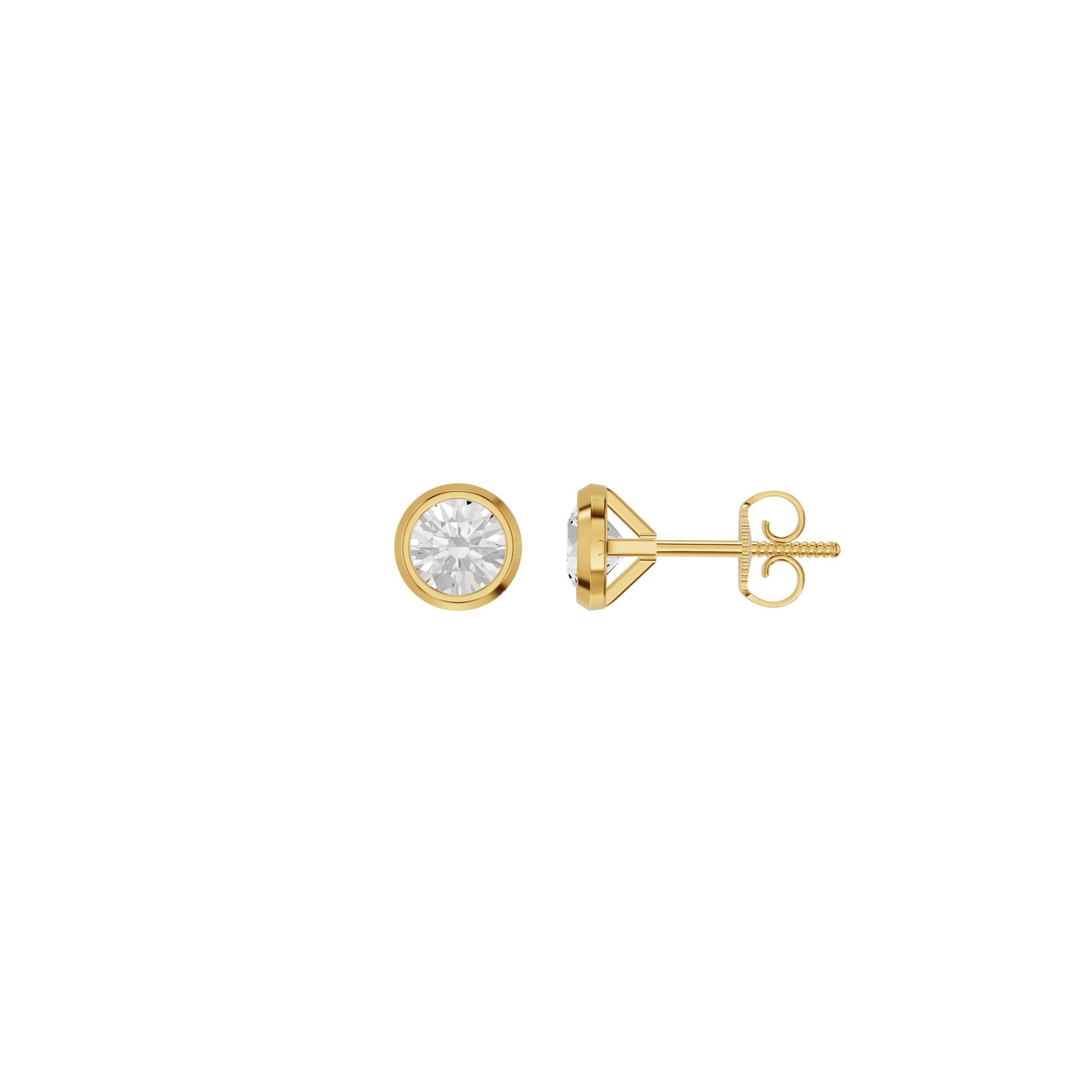 Bezel Set Solitaire Diamond Stud Earrings 18 KT / Yellow Gold