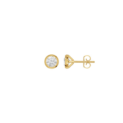 Bezel Set Solitaire Diamond Stud Earrings 18 KT / Yellow Gold