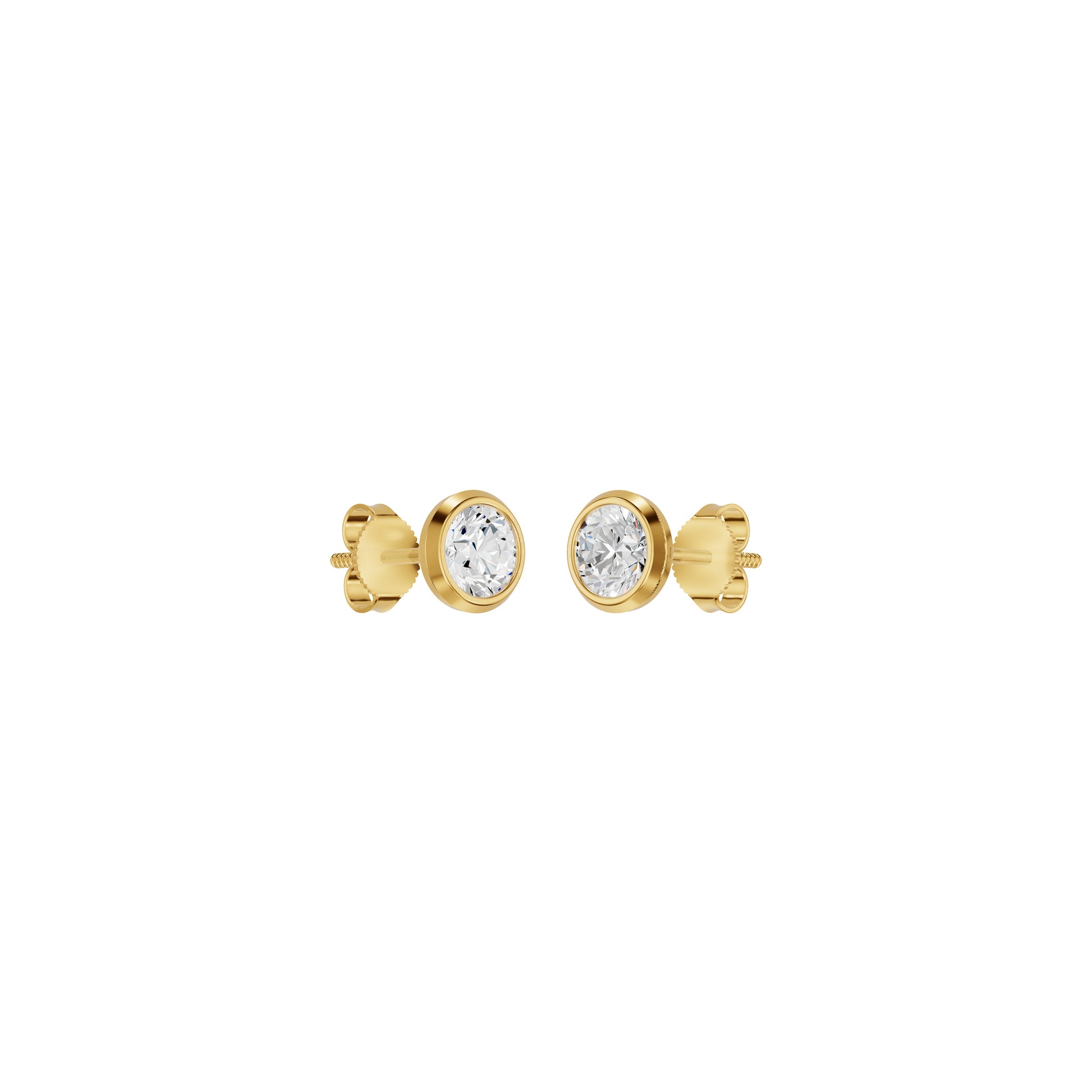 Bezel Set Solitaire Diamond Stud Earrings 18 KT / Yellow Gold