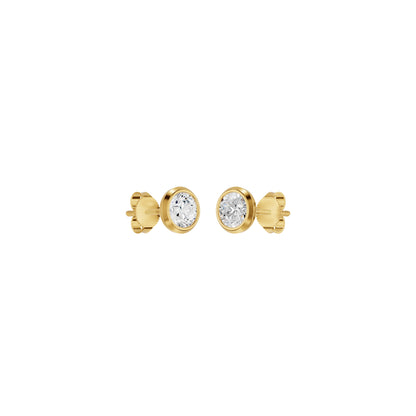 Bezel Set Solitaire Diamond Stud Earrings 18 KT / Yellow Gold