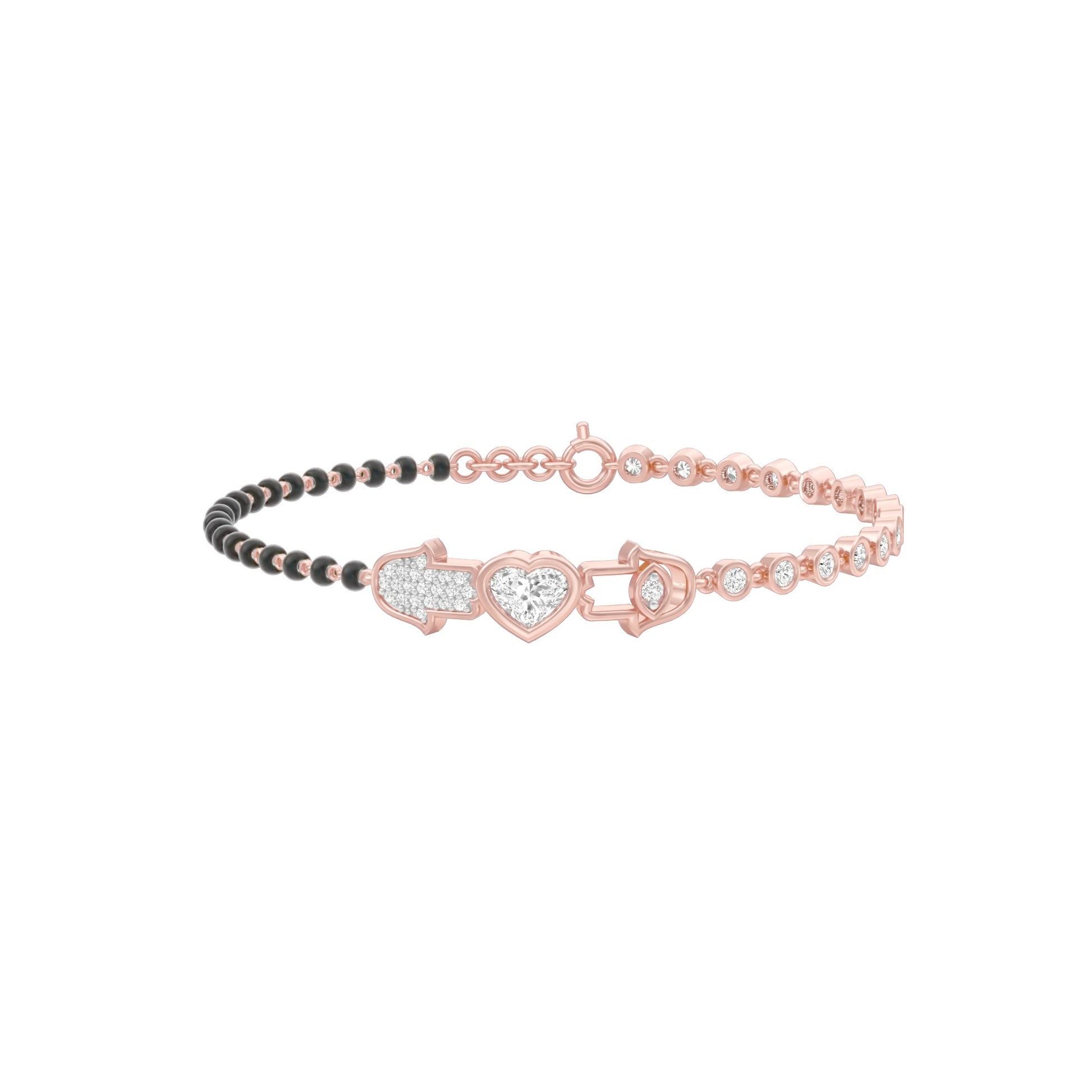 The Protected Heart Diamond Mangalsutra Bracelet 18 KT / Rose Gold