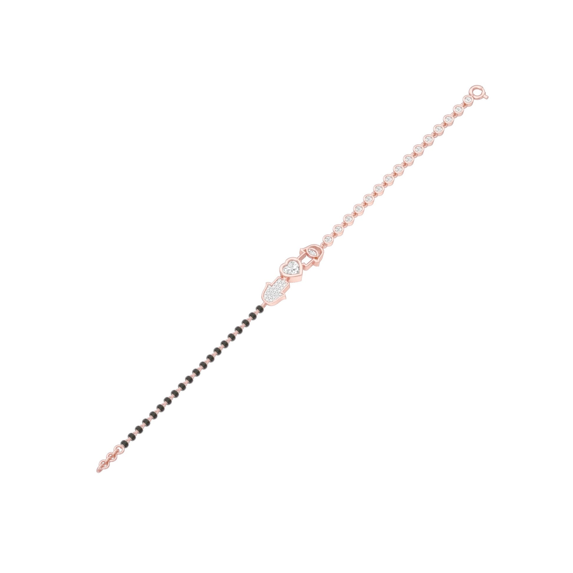 The Protected Heart Diamond Mangalsutra Bracelet 18 KT / Rose Gold