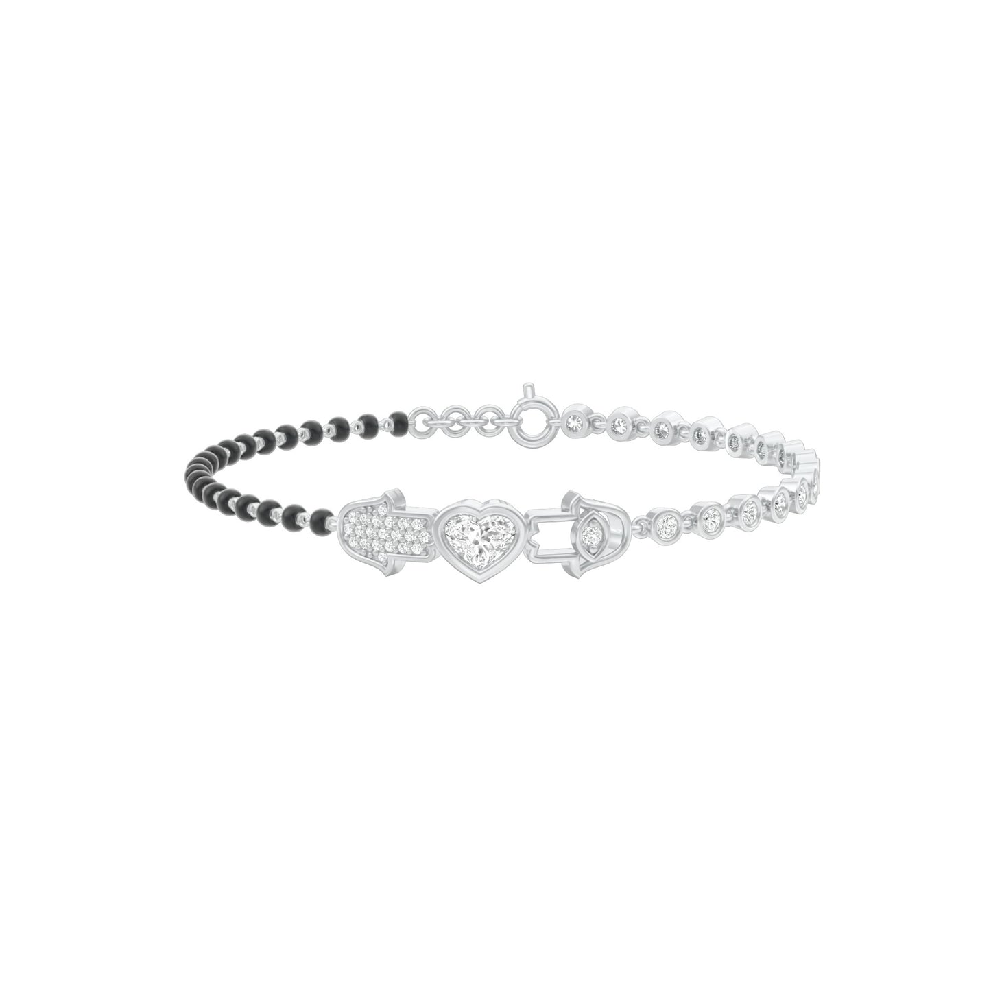 The Protected Heart Diamond Mangalsutra Bracelet 18 KT / White Gold