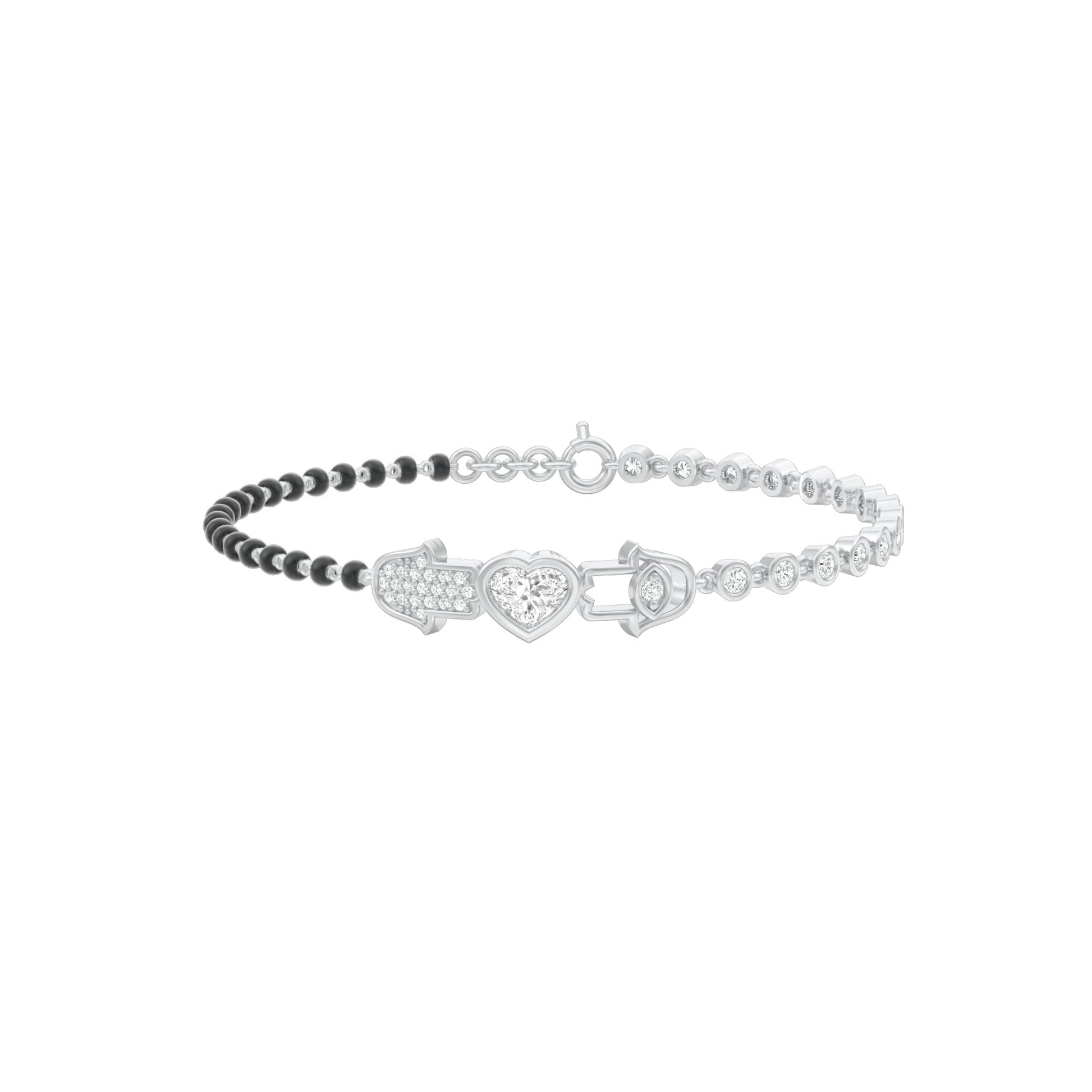 The Protected Heart Diamond Mangalsutra Bracelet 18 KT / White Gold