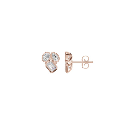 Mosaic Three Shape Diamond Stud Earrings 18 KT / Rose Gold