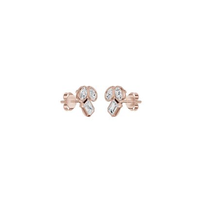 Mosaic Three Shape Diamond Stud Earrings 18 KT / Rose Gold
