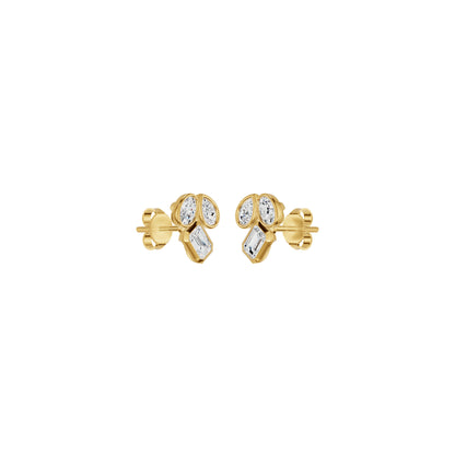 Mosaic Three Shape Diamond Stud Earrings 18 KT / Yellow Gold
