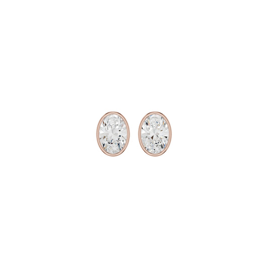 The Oval Drift Solitaire Diamond Stud Earrings 18 KT / Rose Gold