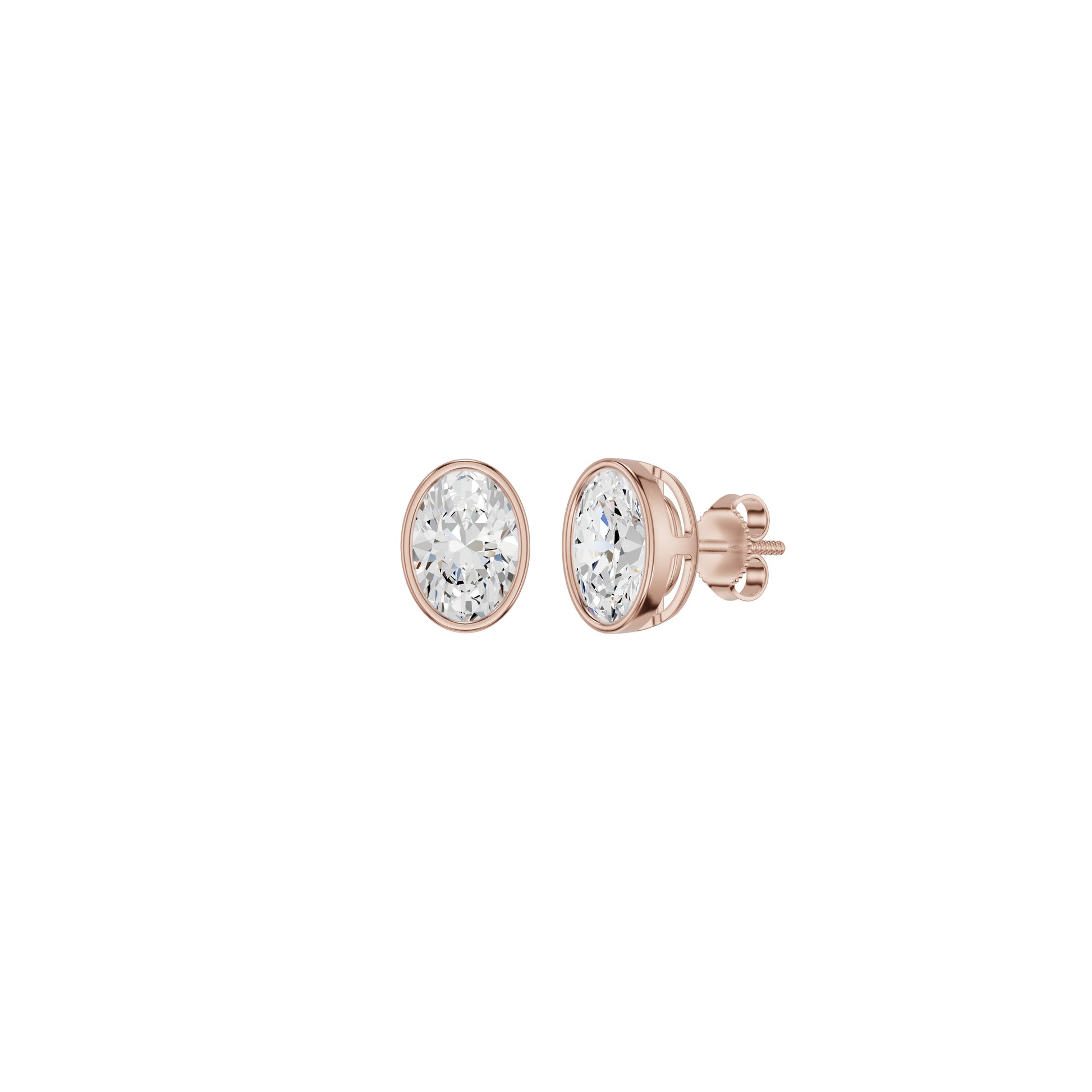 The Oval Drift Solitaire Diamond Stud Earrings 18 KT / Rose Gold