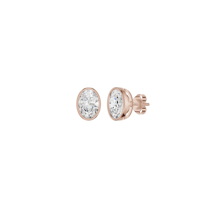 The Oval Drift Solitaire Diamond Stud Earrings 18 KT / Rose Gold
