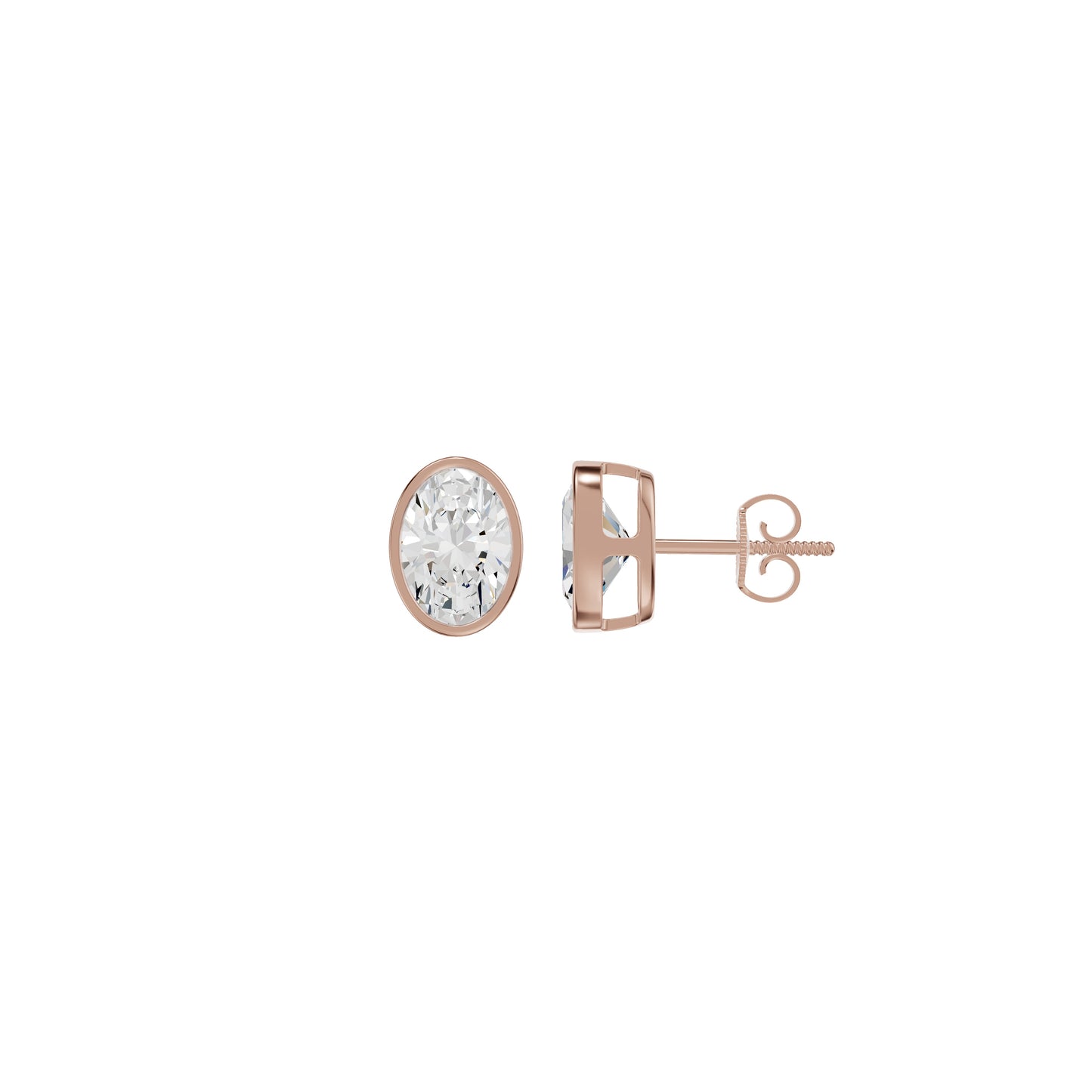 The Oval Drift Solitaire Diamond Stud Earrings 18 KT / Rose Gold