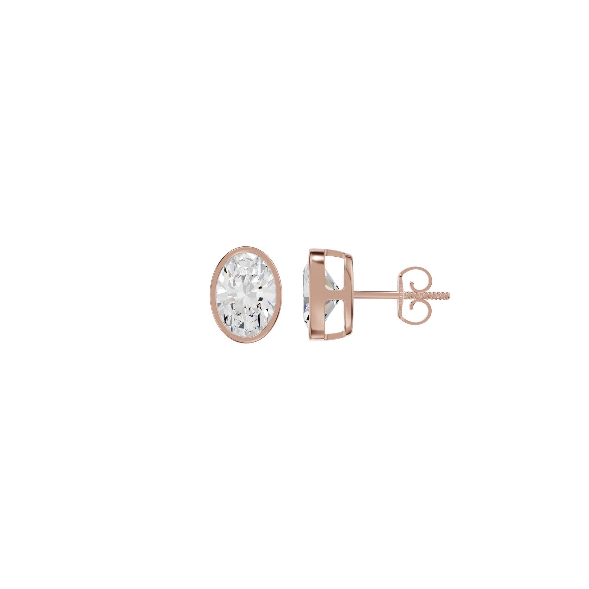 The Oval Drift Solitaire Diamond Stud Earrings 18 KT / Rose Gold