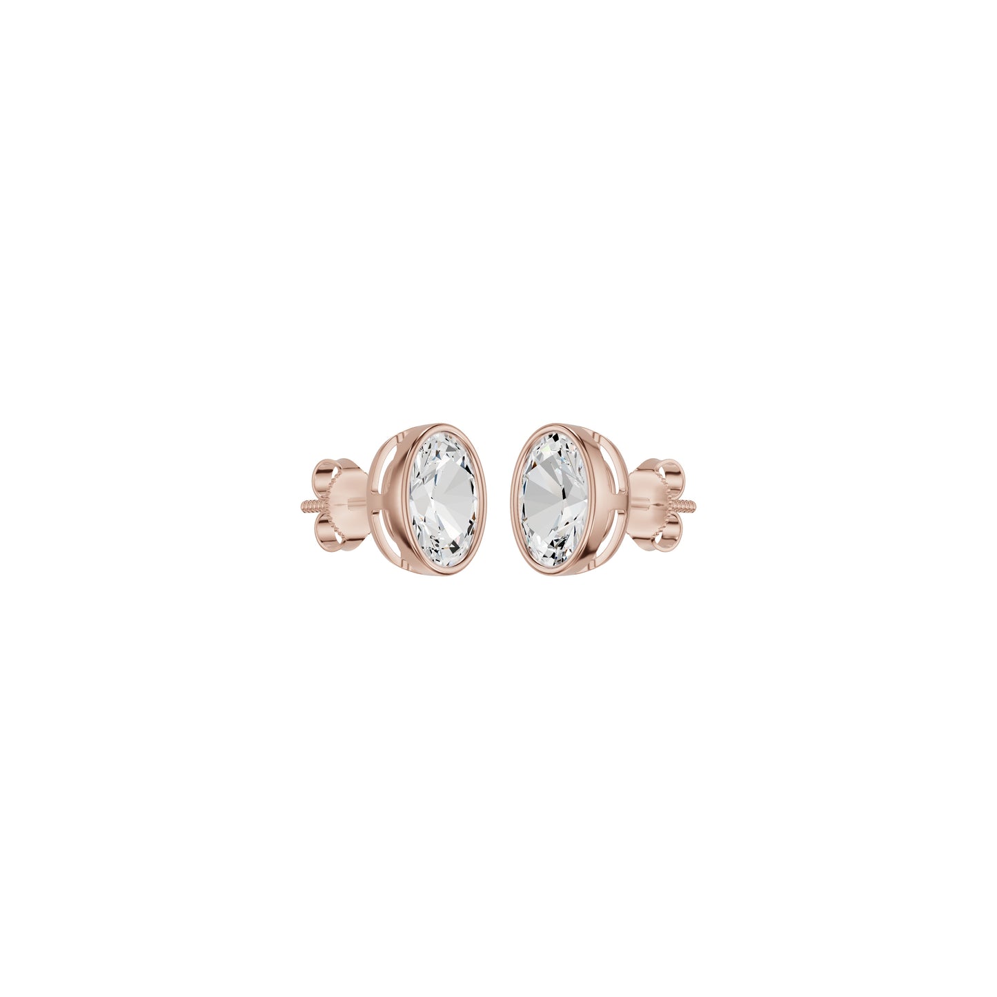 The Oval Drift Solitaire Diamond Stud Earrings 18 KT / Rose Gold