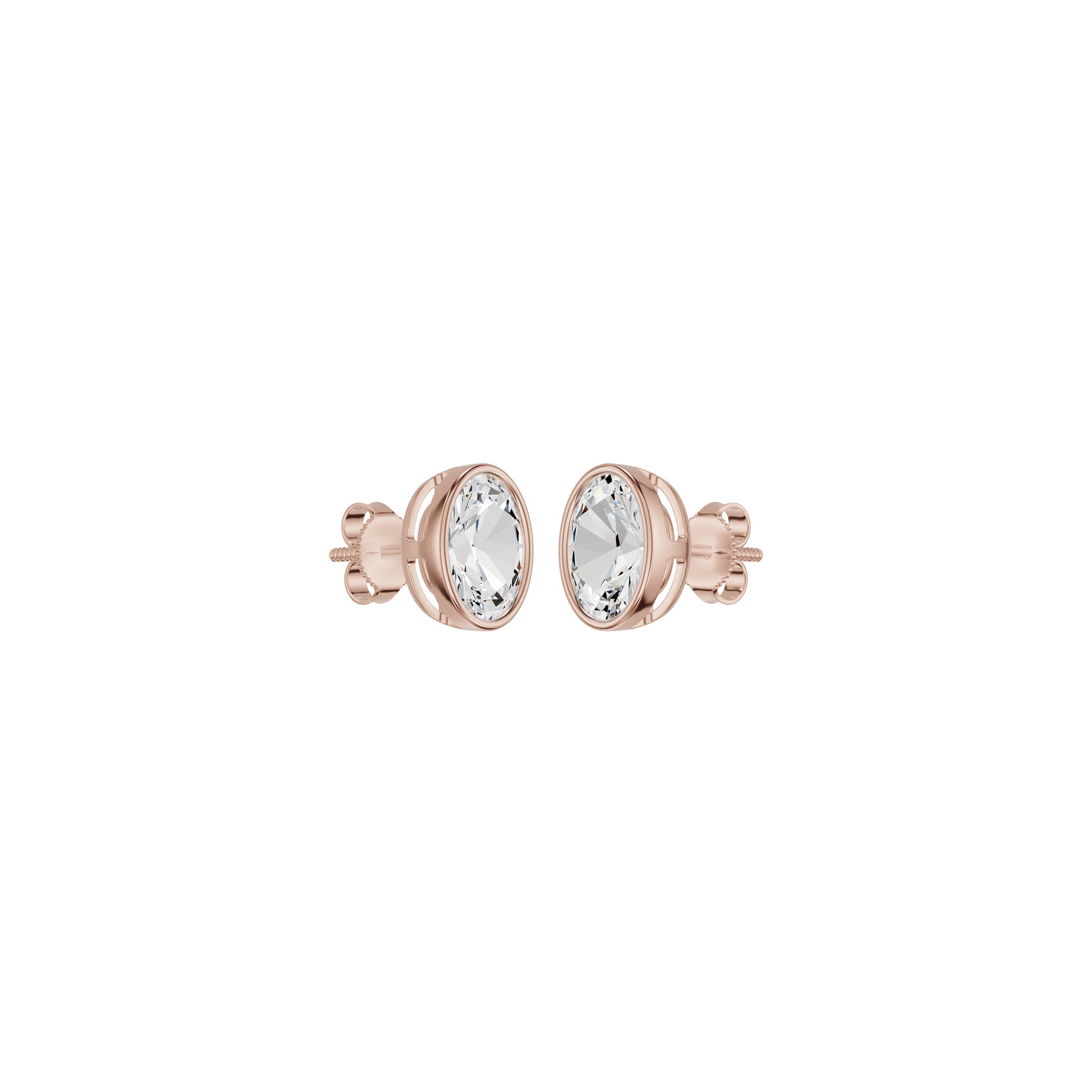 The Oval Drift Solitaire Diamond Stud Earrings 18 KT / Rose Gold