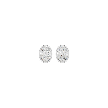 The Oval Drift Solitaire Diamond Stud Earrings 18 KT / White Gold
