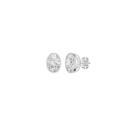 The Oval Drift Solitaire Diamond Stud Earrings 18 KT / White Gold