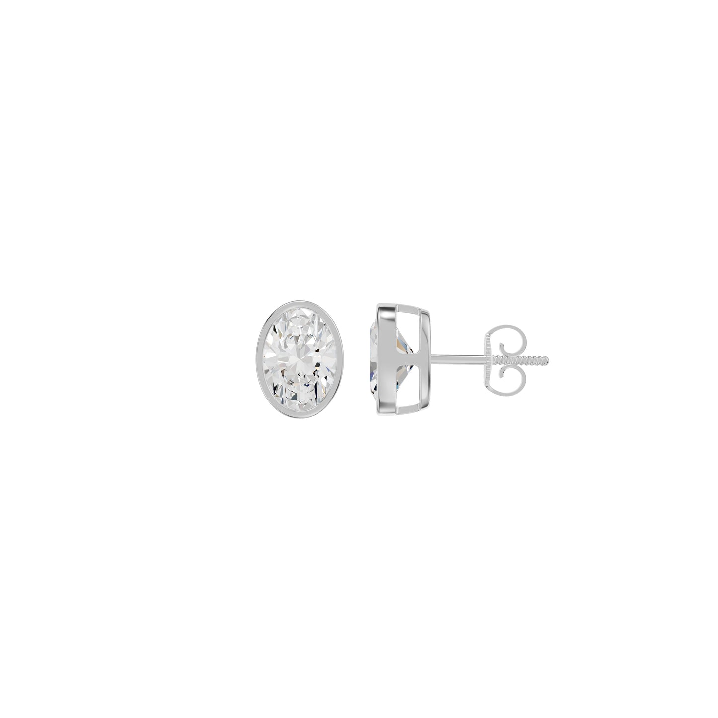 The Oval Drift Solitaire Diamond Stud Earrings 18 KT / White Gold