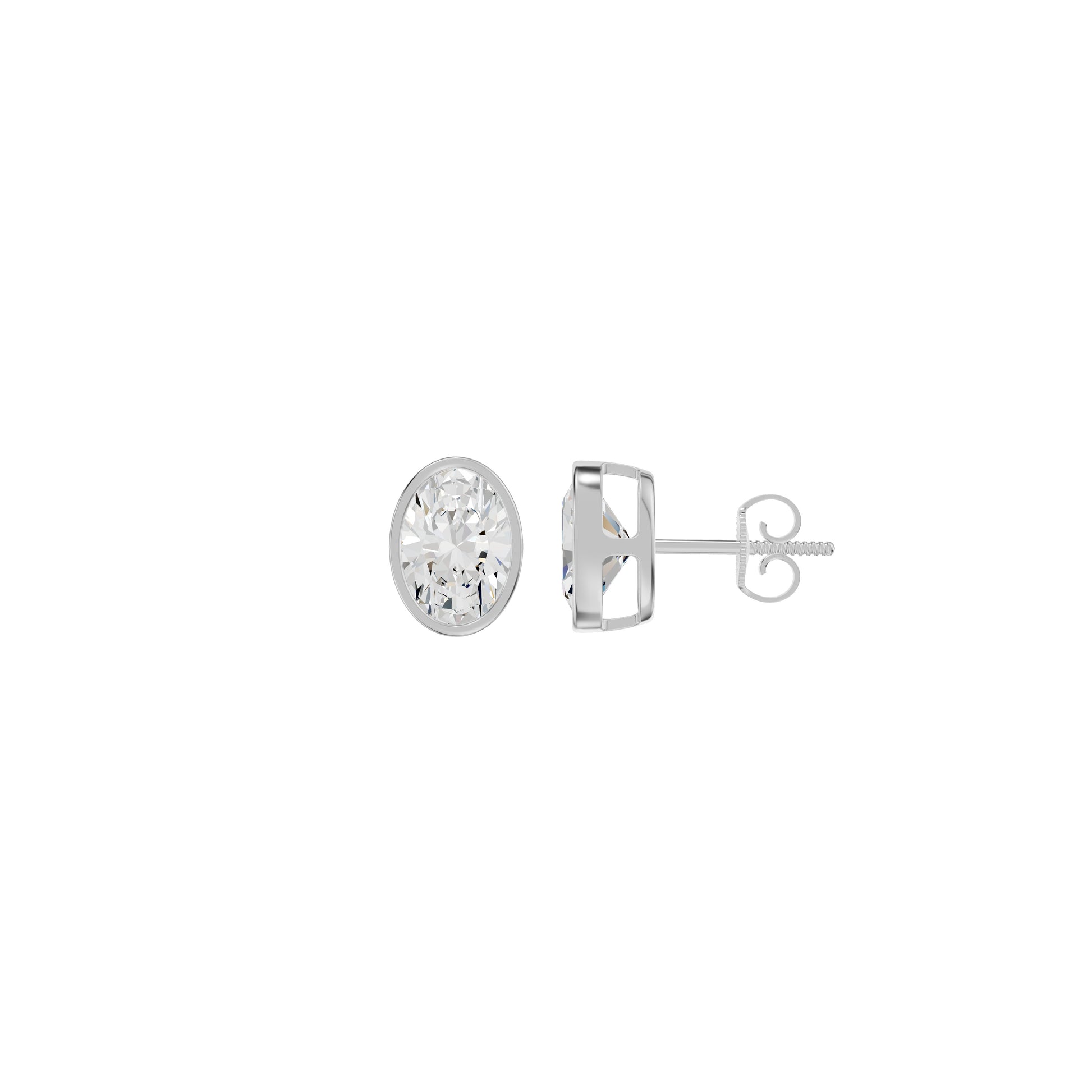 The Oval Drift Solitaire Diamond Stud Earrings 18 KT / White Gold