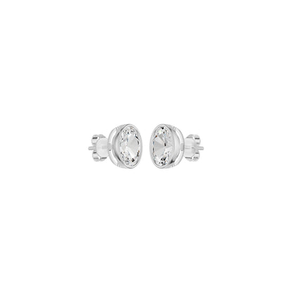 The Oval Drift Solitaire Diamond Stud Earrings 18 KT / White Gold