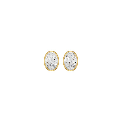The Oval Drift Solitaire Diamond Stud Earrings 18 KT / Yellow Gold