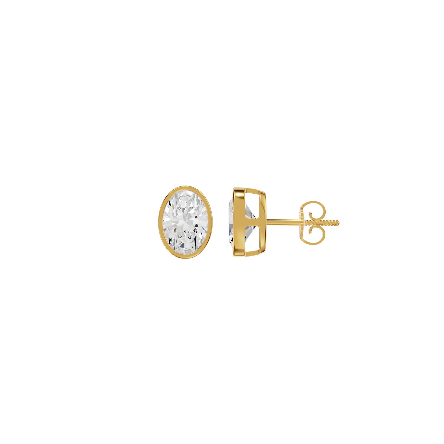 The Oval Drift Solitaire Diamond Stud Earrings 18 KT / Yellow Gold