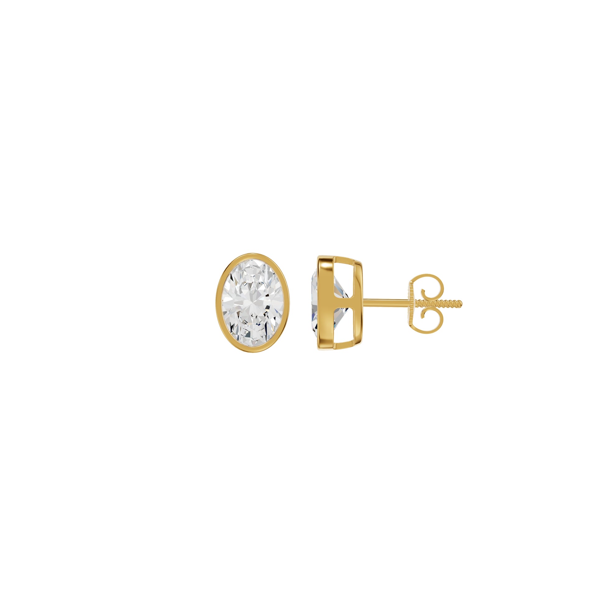 The Oval Drift Solitaire Diamond Stud Earrings 18 KT / Yellow Gold