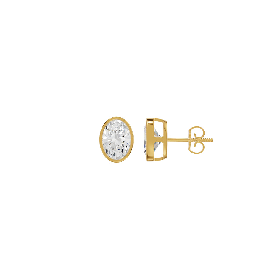The Oval Drift Solitaire Diamond Stud Earrings 18 KT / Yellow Gold