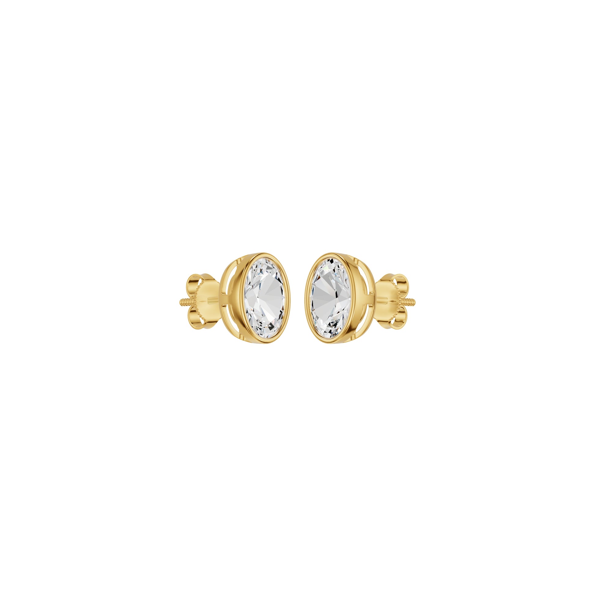 The Oval Drift Solitaire Diamond Stud Earrings 18 KT / Yellow Gold