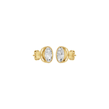 The Oval Drift Solitaire Diamond Stud Earrings 18 KT / Yellow Gold