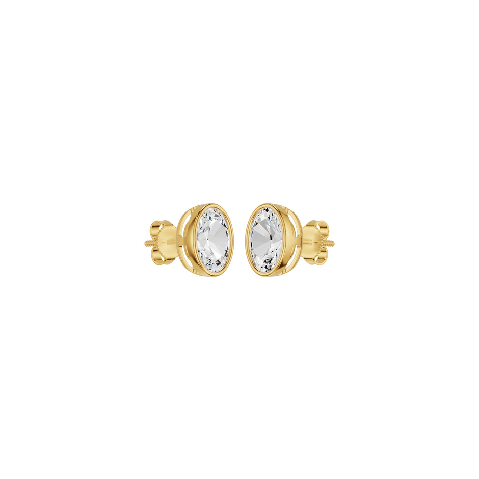 The Oval Drift Solitaire Diamond Stud Earrings 18 KT / Yellow Gold