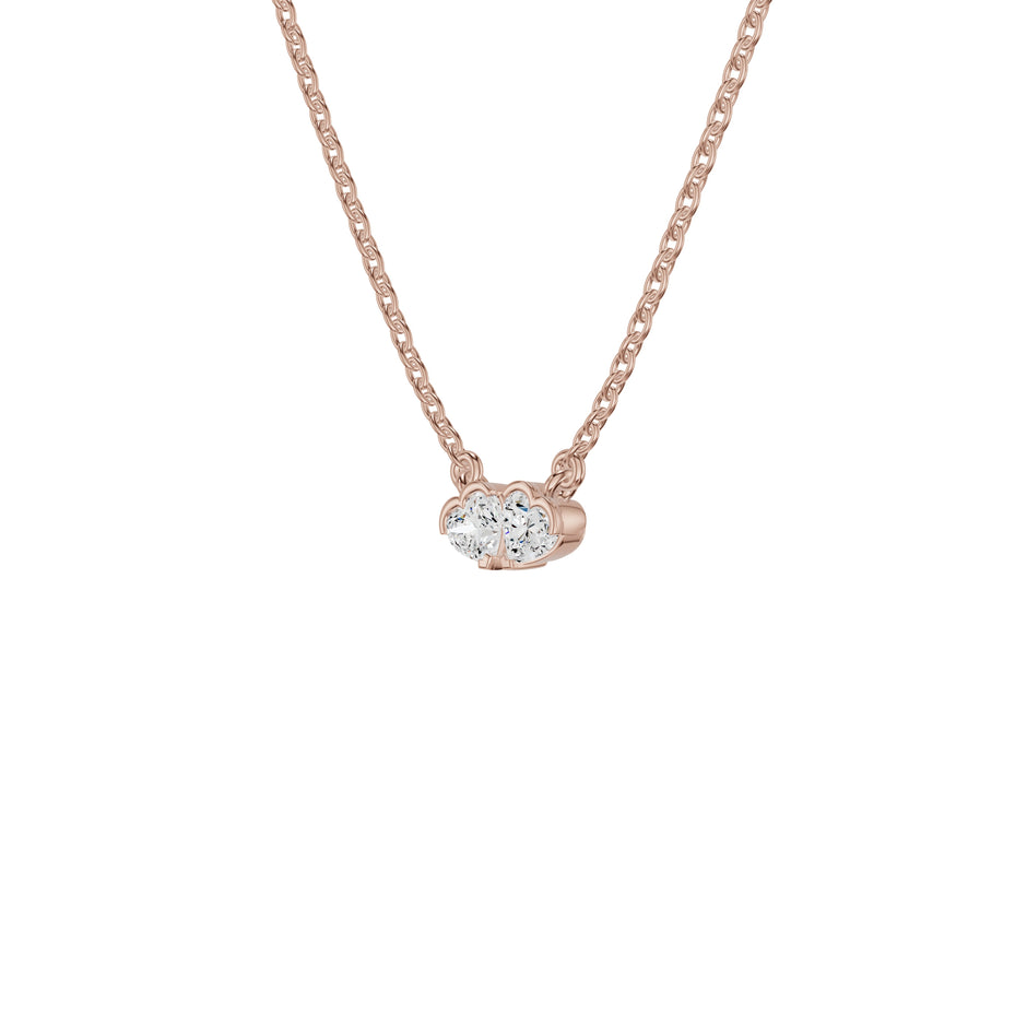 Toi et Moi Heart Solitaire Diamond Chain Necklace