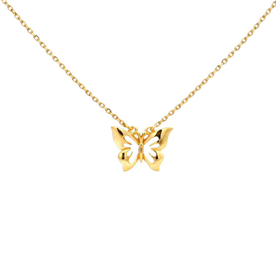 Butterfly Silhouette Gold Necklace