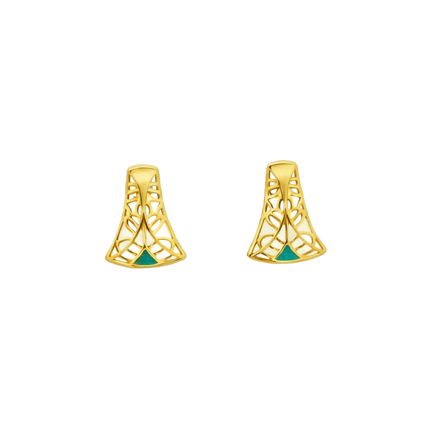 Filigree Triangle Gold Stud Earrings