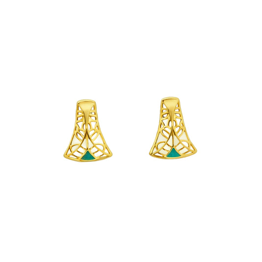 Filigree Triangle Gold Stud Earrings