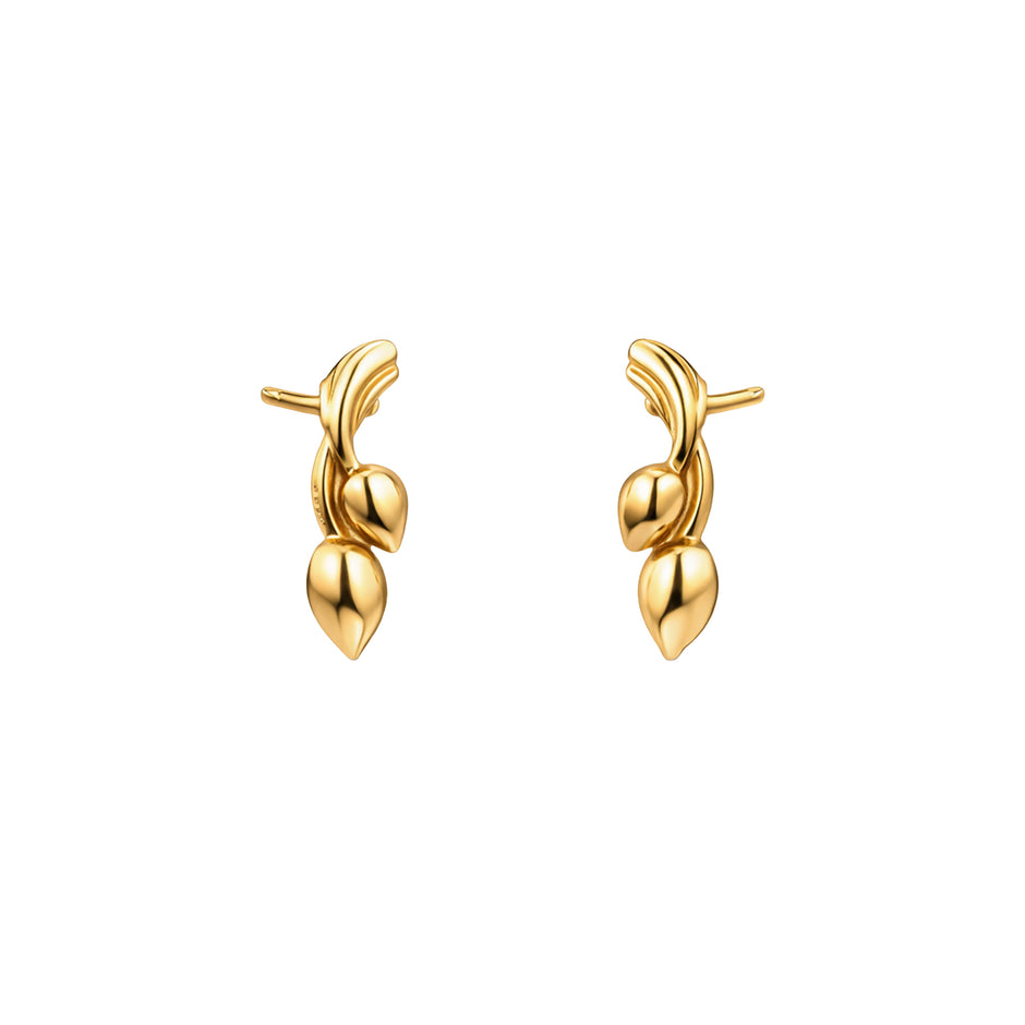 Leaf Drop Gold Earrings