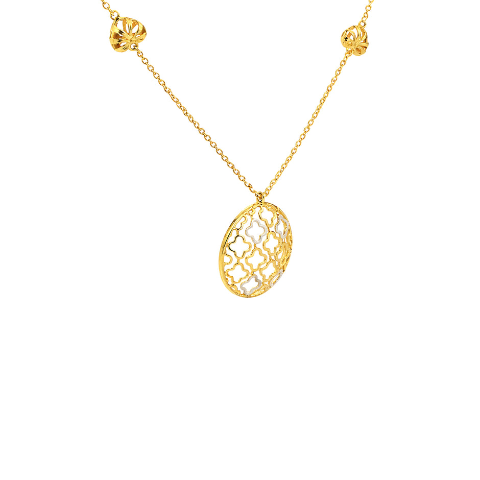 Quatrefoil Filigree Medallion Gold Necklace