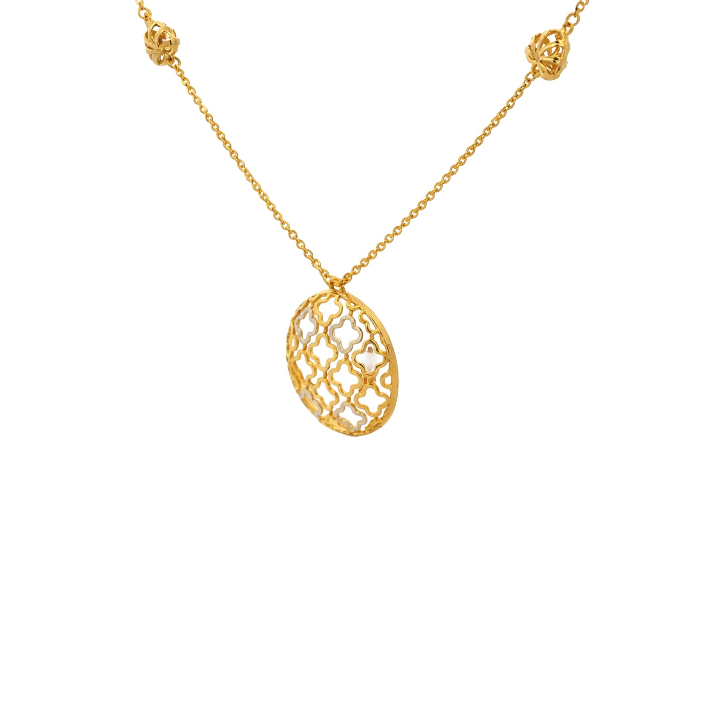 Quatrefoil Filigree Medallion Gold Necklace