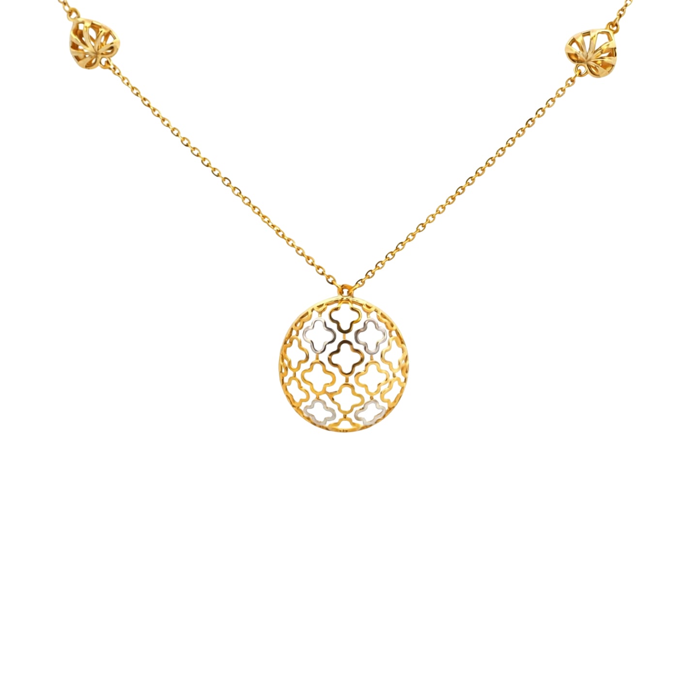 Quatrefoil Filigree Medallion Gold Necklace