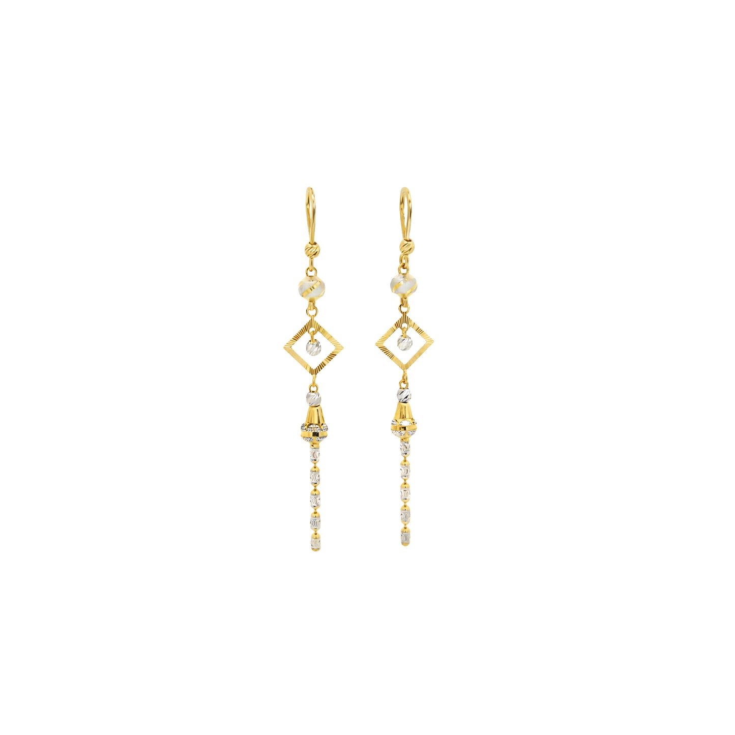 Geometric Drop Dual-Tone Gold Earrings