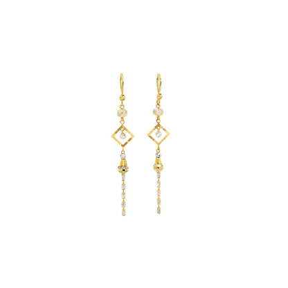 Geometric Drop Dual-Tone Gold Earrings