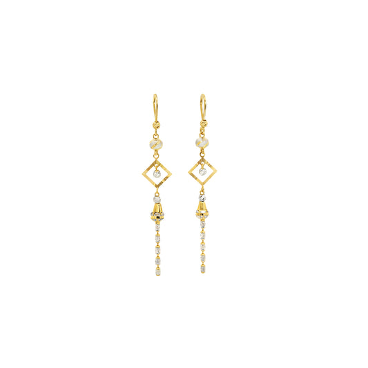 Geometric Drop Dual-Tone Gold Earrings