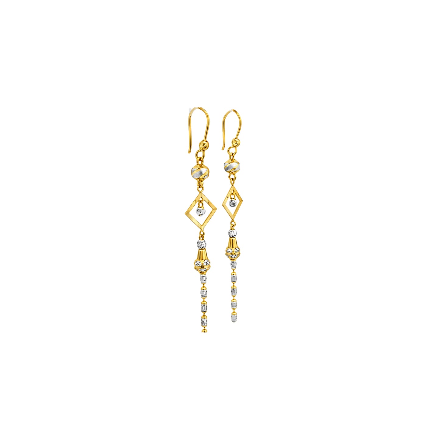 Geometric Drop Dual-Tone Gold Earrings