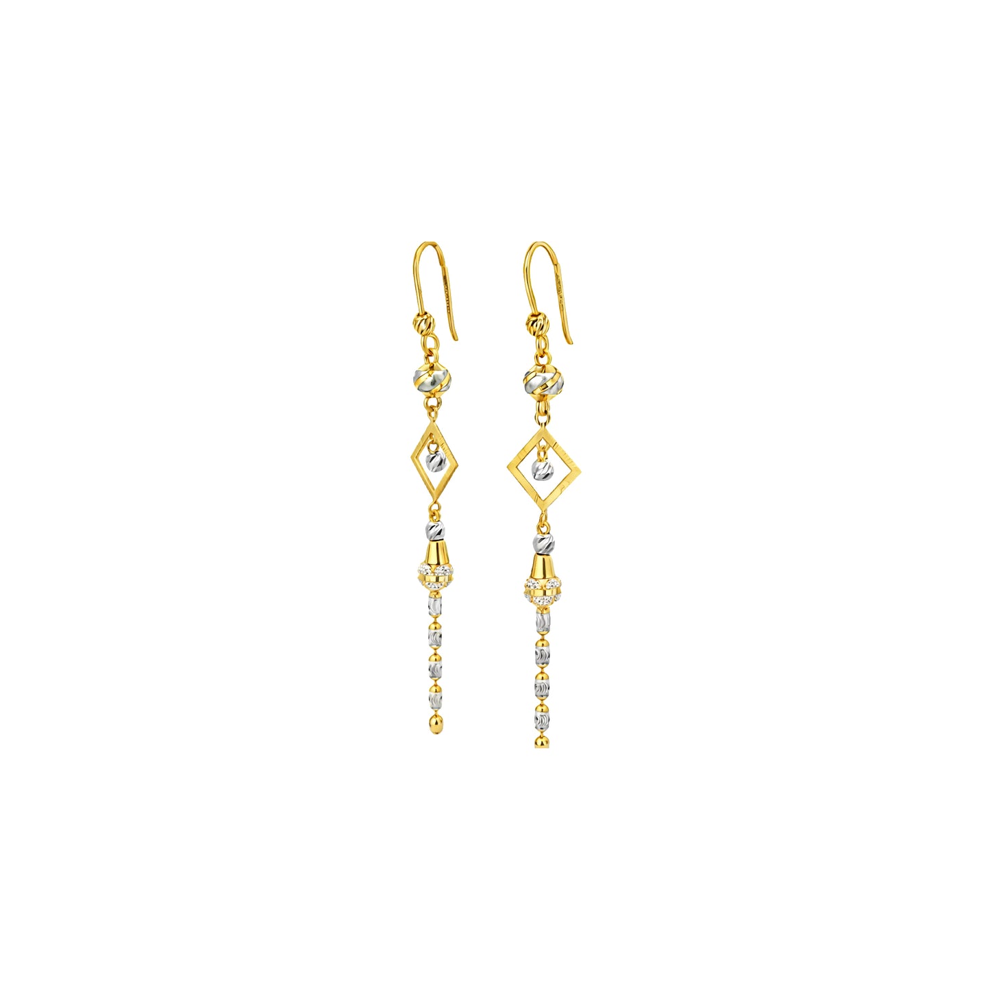 Geometric Drop Dual-Tone Gold Earrings